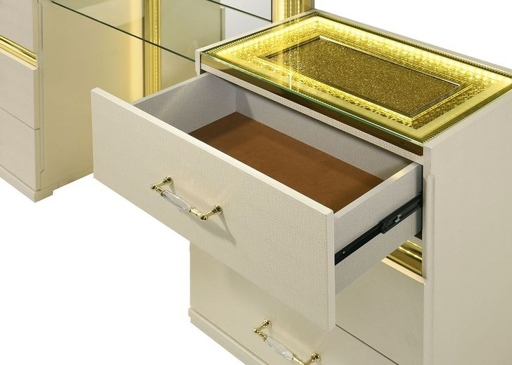 Lucida Beige Vanity Set with Stool and LED