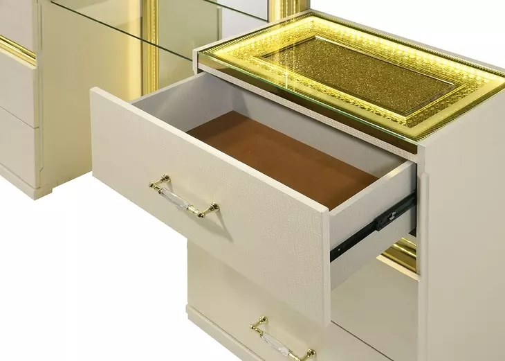 Lucida Beige Vanity Set with Stool and LED