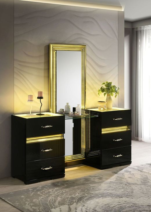 Lucida Black Vanity with Mirror and LED