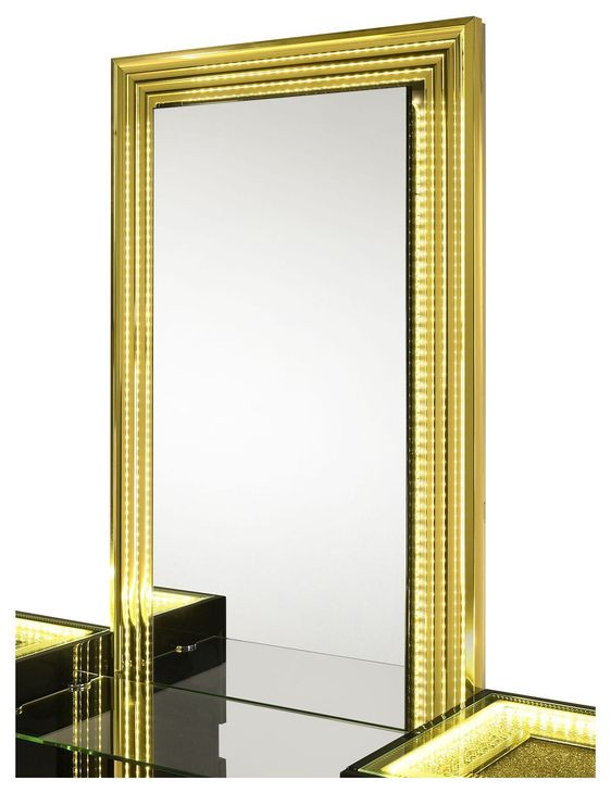 Lucida Black Vanity Set with Stool and LED