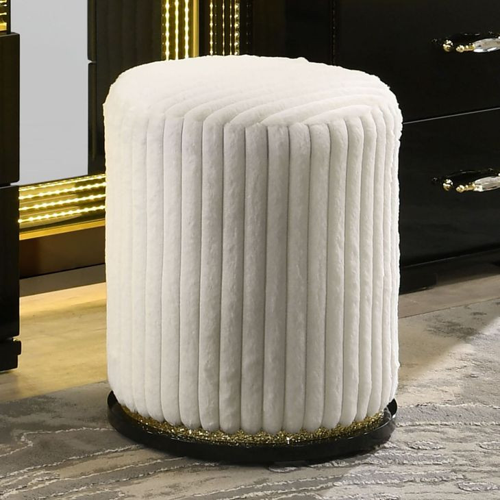 Lucida Beige and Black Vanity Stool