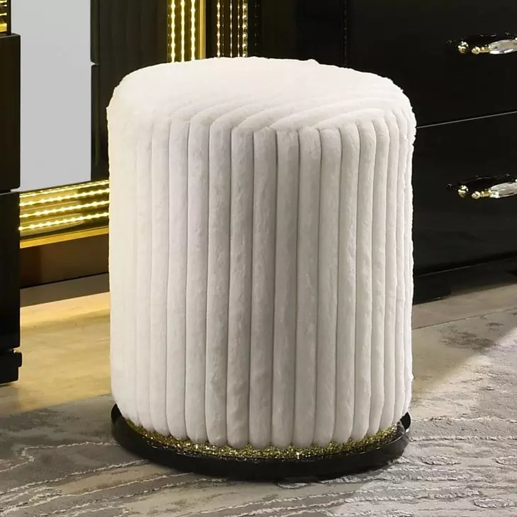 Lucida Beige and Black Vanity Stool