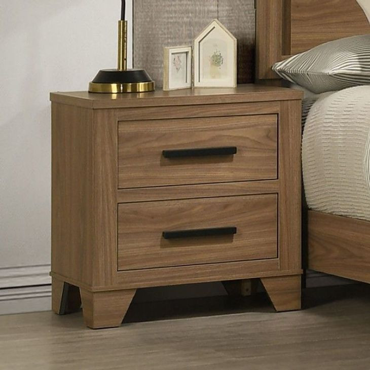 Panelli Walnut 2 Drawer Nightstand