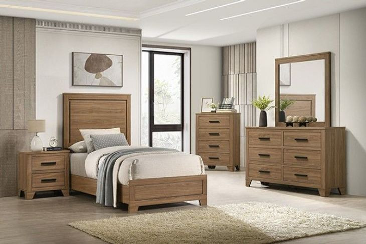 Panelli Walnut Twin Panel Bed