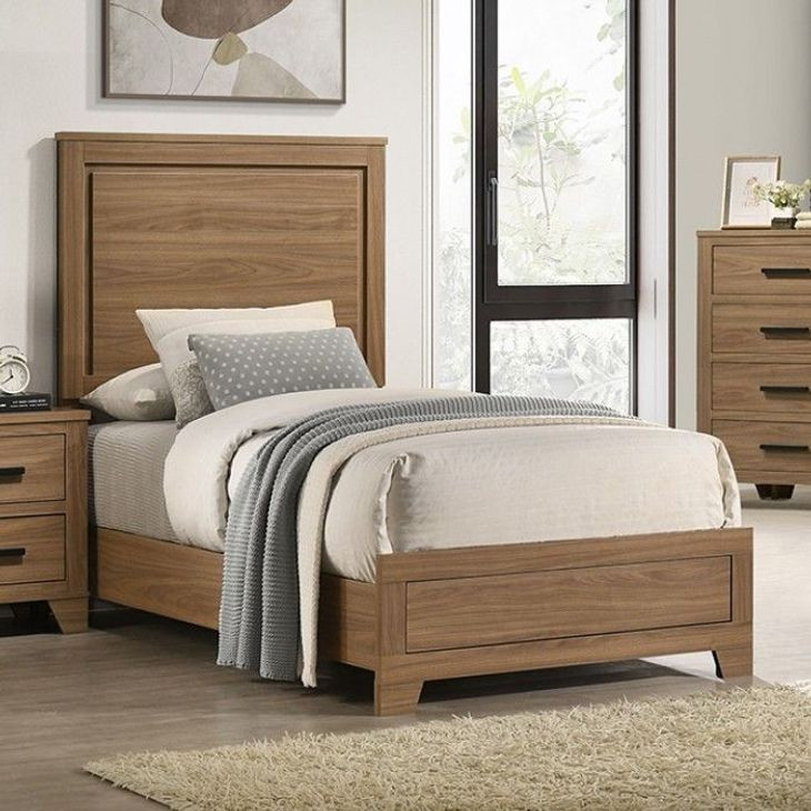 Panelli Walnut Twin Panel Bed