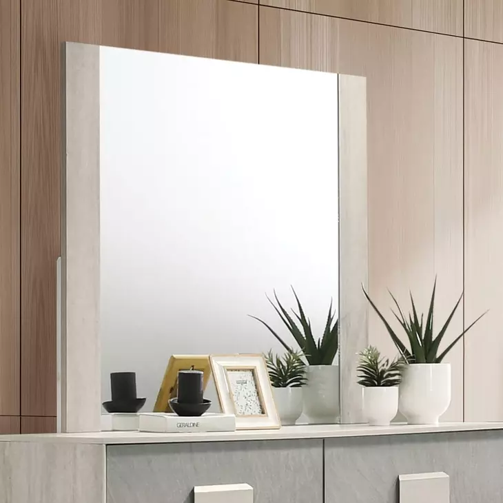 Lincolt White Wash and Stone Gray Panel Bedroom Set with LED Light