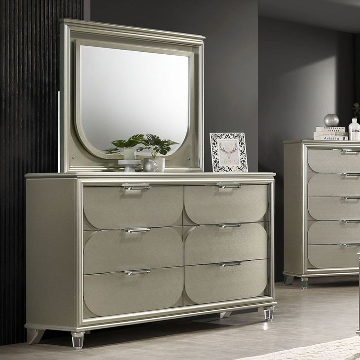 Sheridan Silver Rectangular Dresser Mirror with LED Light