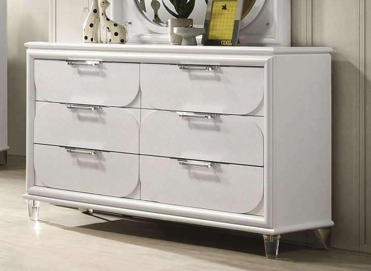Lareina Pearl White 6 Drawer Dresser