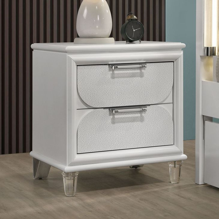 Lareina Pearl White 2 Drawer Nightstand