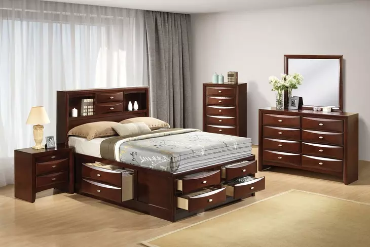 Wanroom（ワンルーム）　セット Zosimo Dark Cherry Storage Platform Bedroom Set from Furniture of
