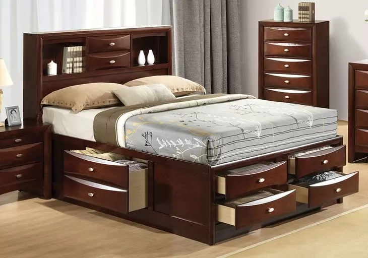 Zosimo Dark Cherry Storage Platform Bedroom Set