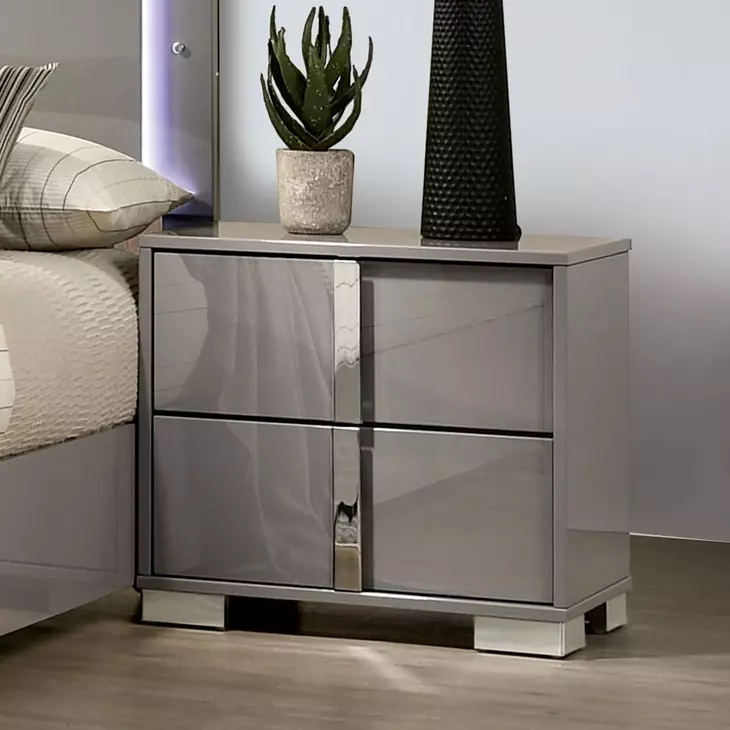 Sinistra Light Taupe 2 Drawer Nightstand