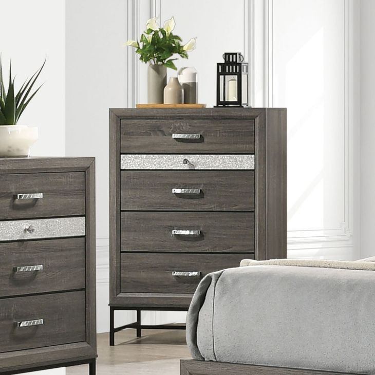 Voleta Gray 5 Drawer Chest