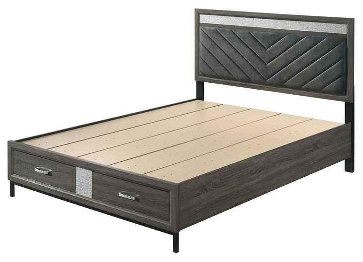 Voleta Gray Upholstered Storage Platform Bedroom Set