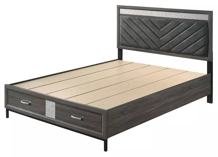 Voleta Gray Upholstered Storage Platform Bedroom Set