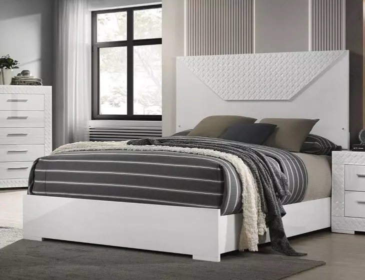 Whitby White Queen Panel Bed with LED Light