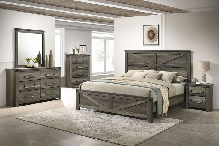 Britonale Rustic Gray King Panel Bed