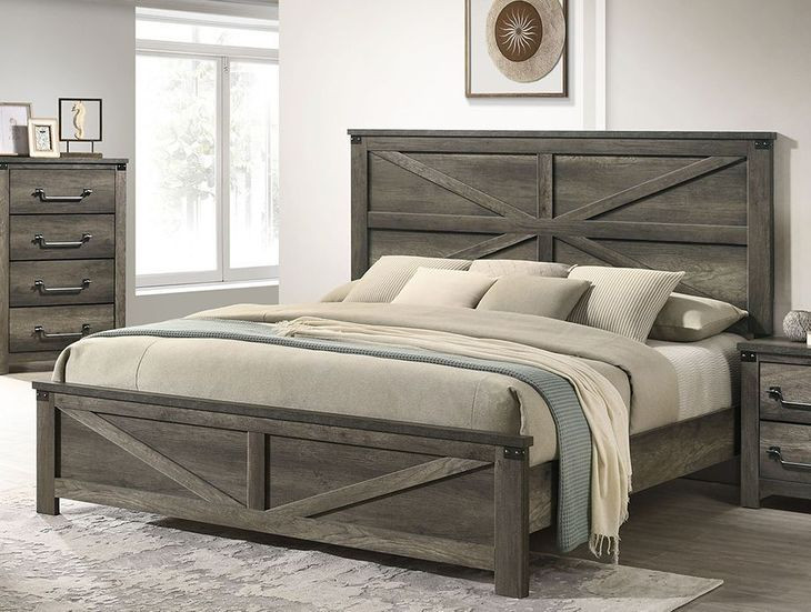 Britonale Rustic Gray King Panel Bed