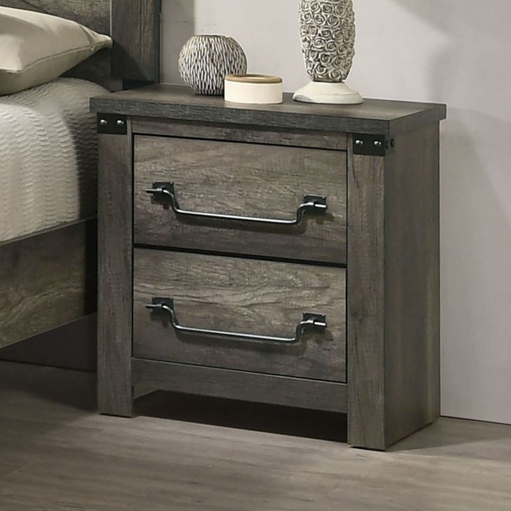 Britonale Rustic Gray 2 Drawer Nightstand