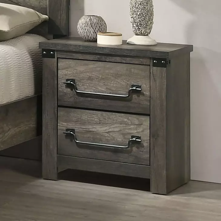 Britonale Rustic Gray 2 Drawer Nightstand