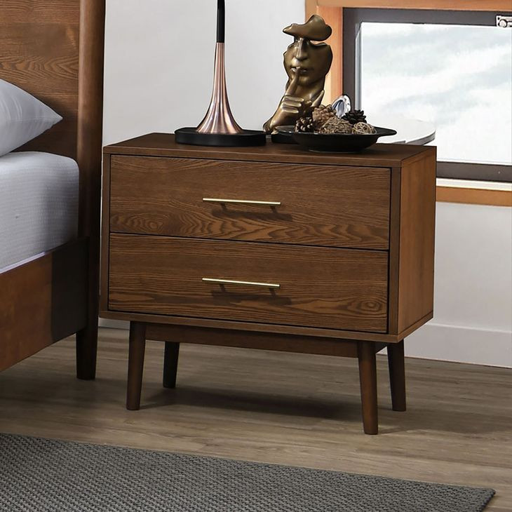 Tromso Walnut 2 Drawer Nightstand