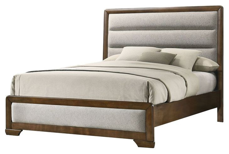 Caerwys Brown and Light Gray Upholstered Panel Bedroom Set