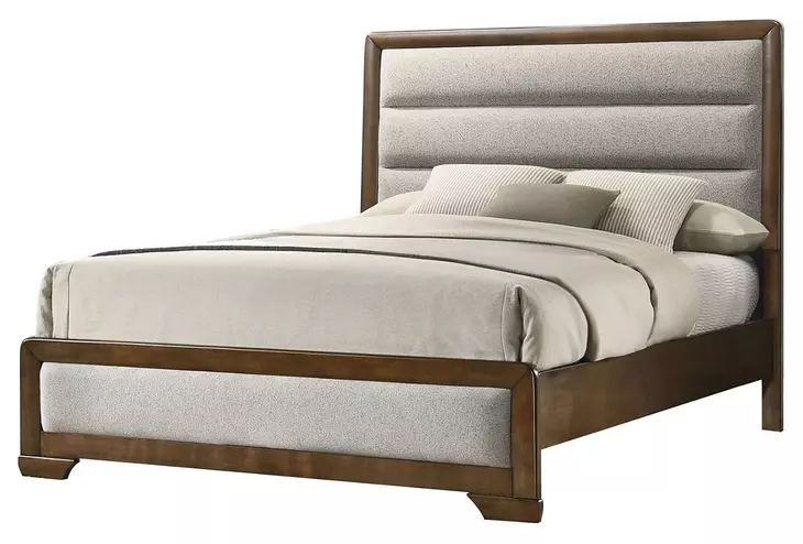 Caerwys Brown and Light Gray Upholstered Panel Bedroom Set