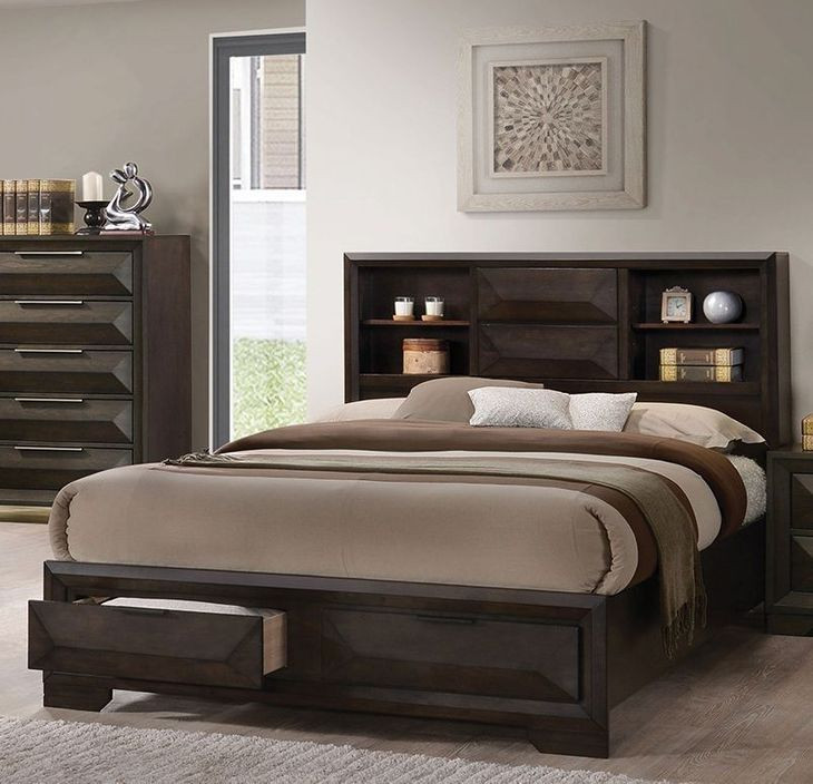 Caistor Espresso Queen Storage Platform Bed