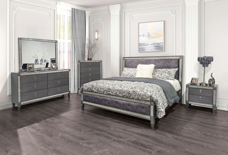 Lyanne Gray Upholstered Panel Bedroom Set