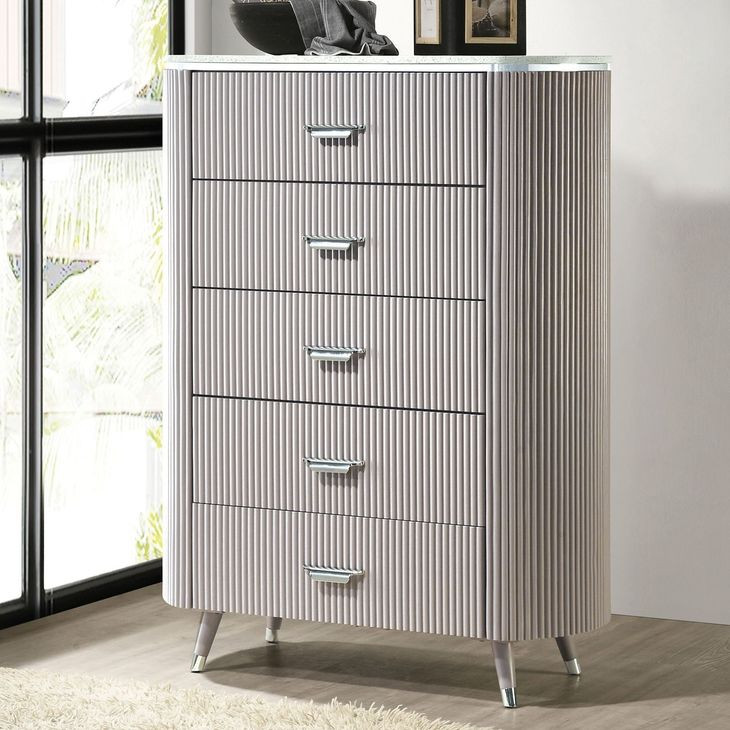 Aldridge Light Gray 5 Drawer Chest