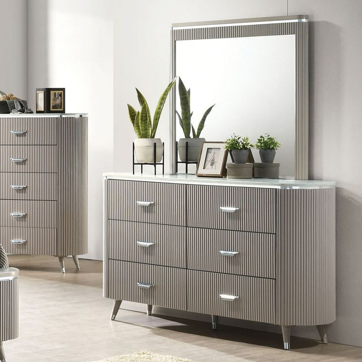 Aldridge Light Gray Rectangular Dresser Mirror