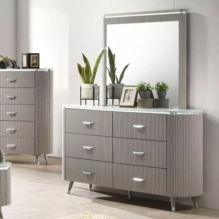 Aldridge Light Gray 6 Drawer Dresser