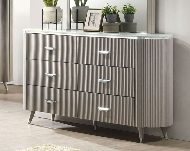 Aldridge Light Gray 6 Drawer Dresser