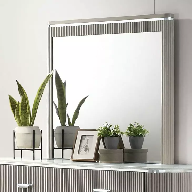 Aldridge Light Gray Upholstered Panel Bedroom Set