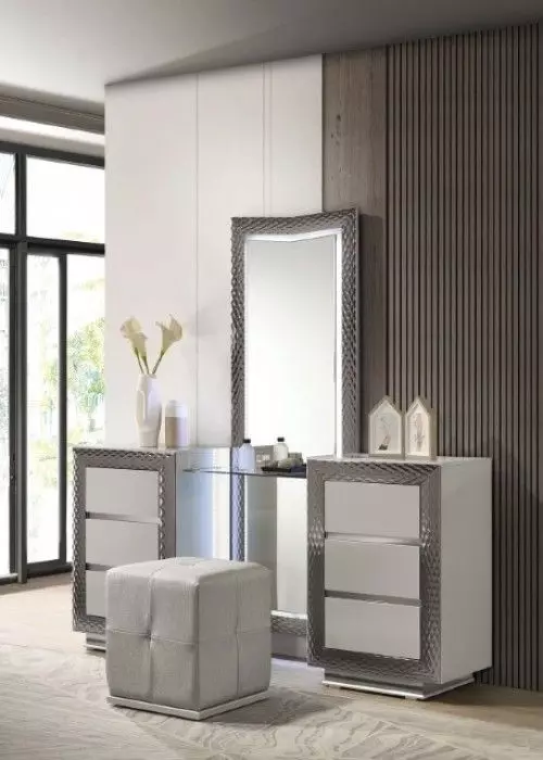 Ventnor Gray Vanity Set with Stool