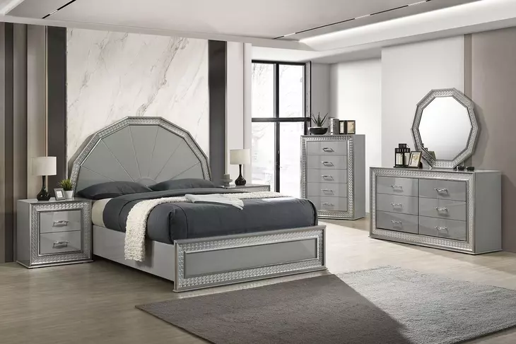 Cassiopeia Metallic Gray 5 Drawer Chest