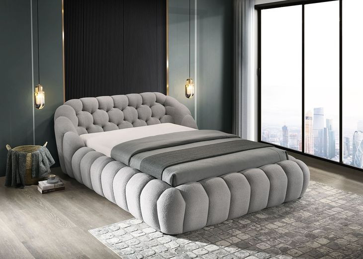 Newquay Gray Queen Upholstered Platform Bed