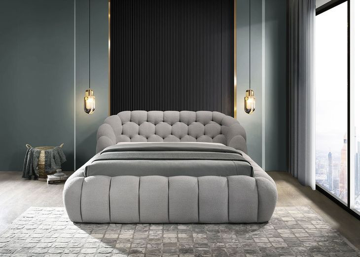 Newquay Gray Queen Upholstered Platform Bed