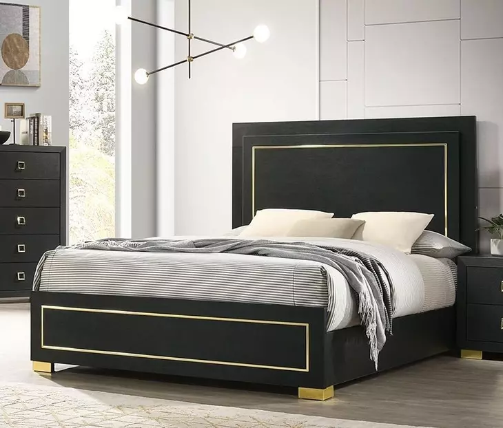 Latimer Black Full Low Profile Bed with LED Light