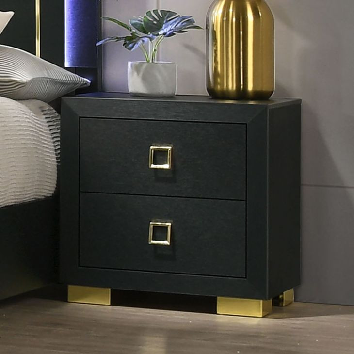 Latimer Black 2 Drawer Nightstand