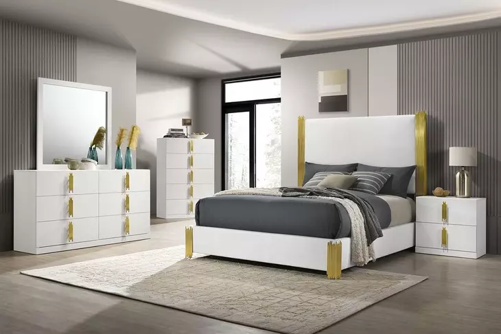 Basildon White and Gold 2 Drawer Nightstand