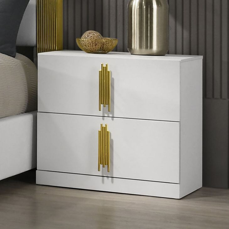 Basildon White and Gold 2 Drawer Nightstand
