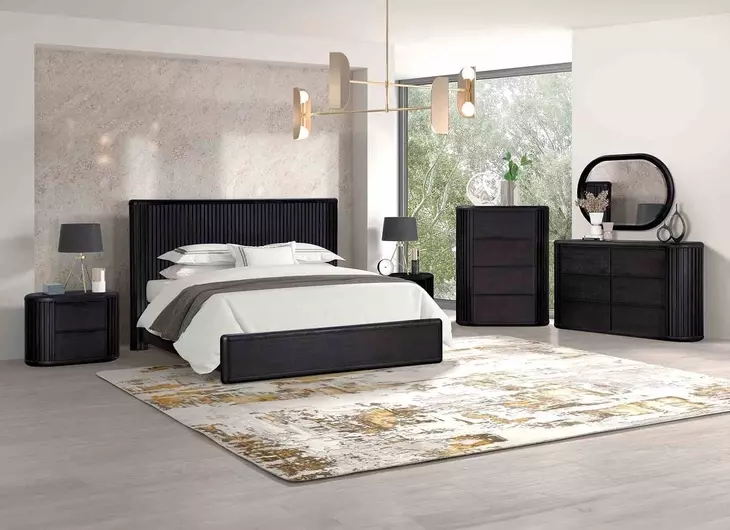 Hildesheim Black King Fluted Panel Bed