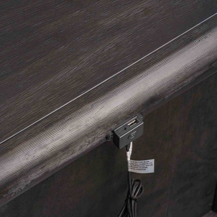 Hildesheim Black Open Nightstand with LED and USB Charging