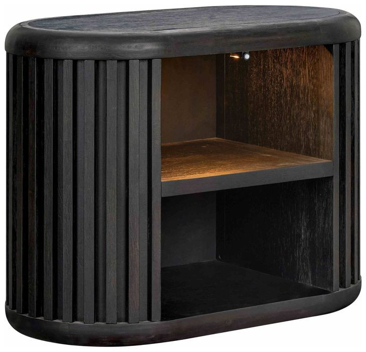 Hildesheim Black Open Nightstand with LED and USB Charging