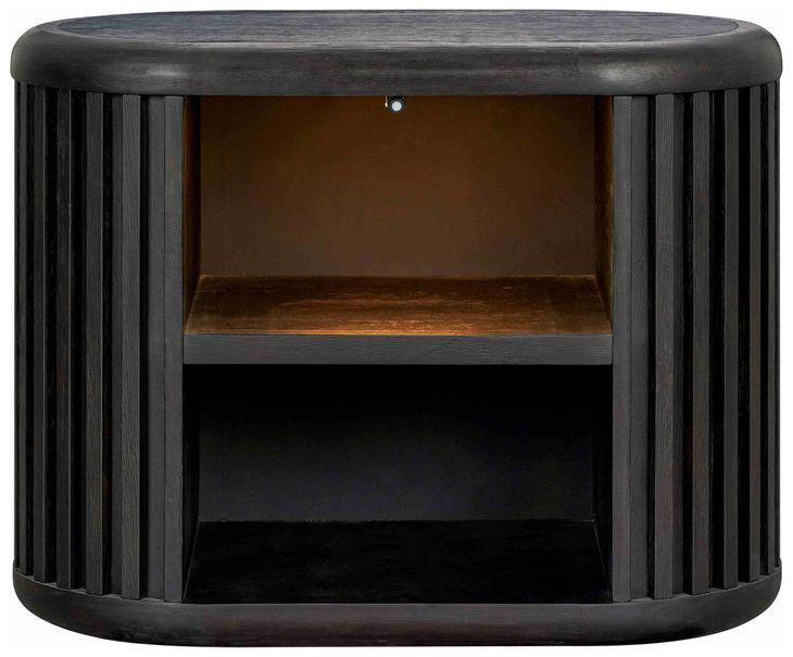 Hildesheim Black Open Nightstand with LED and USB Charging