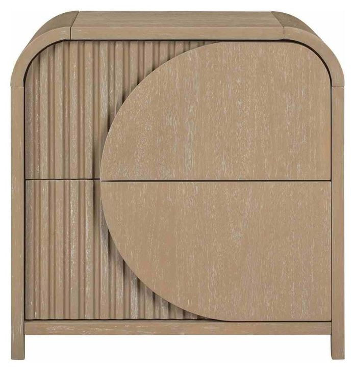 Tangentry Natural 2 Drawer Nightstand with USB Charging