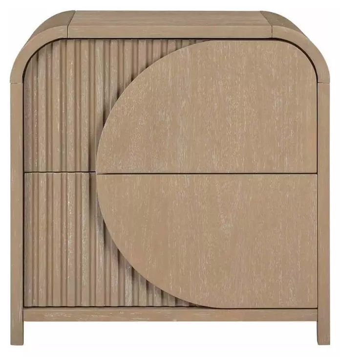 Tangentry Natural 2 Drawer Nightstand with USB Charging