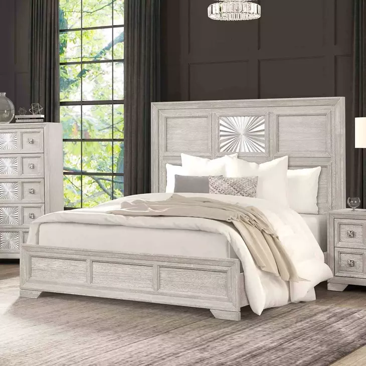 Argenthart Light Gray King Panel Bed