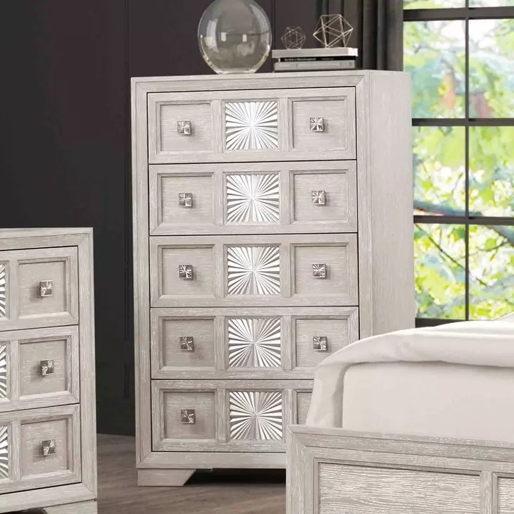 Argenthart Light Gray 5 Drawer Chest